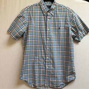Ralph Lauren Short-Sleeve Plaid Button-Down Shirt Sz M